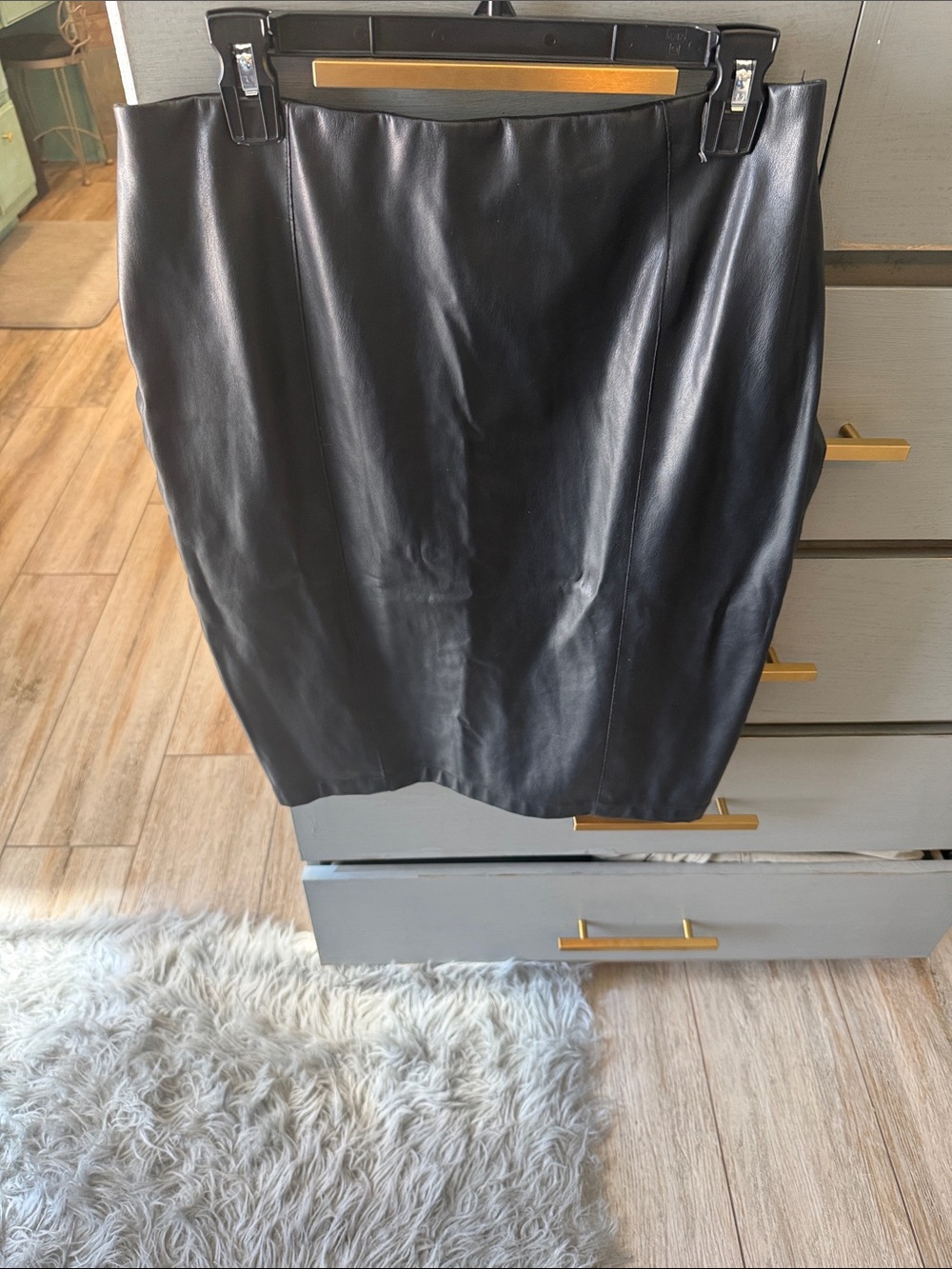 Black Faux Leather Pencil Skirt - Women